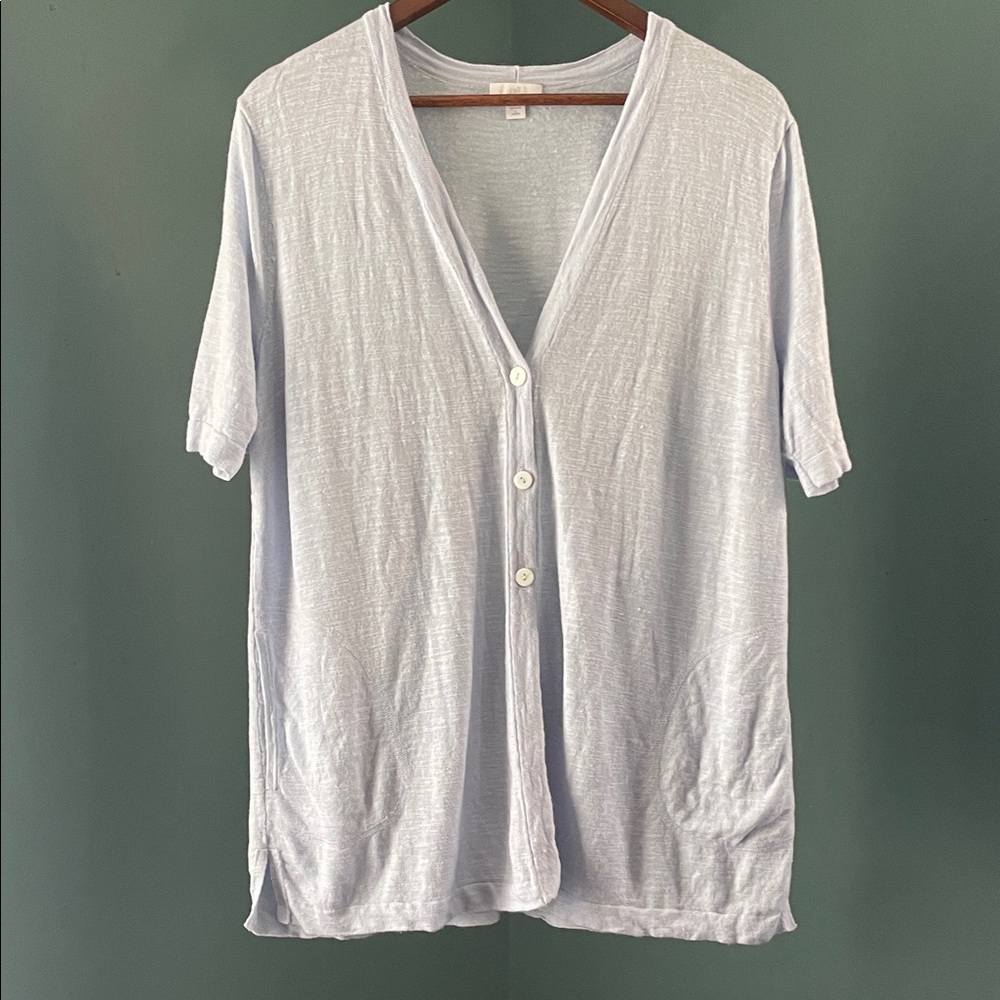 J. Jill Soft light blue linen knit  Button-Down sweater
